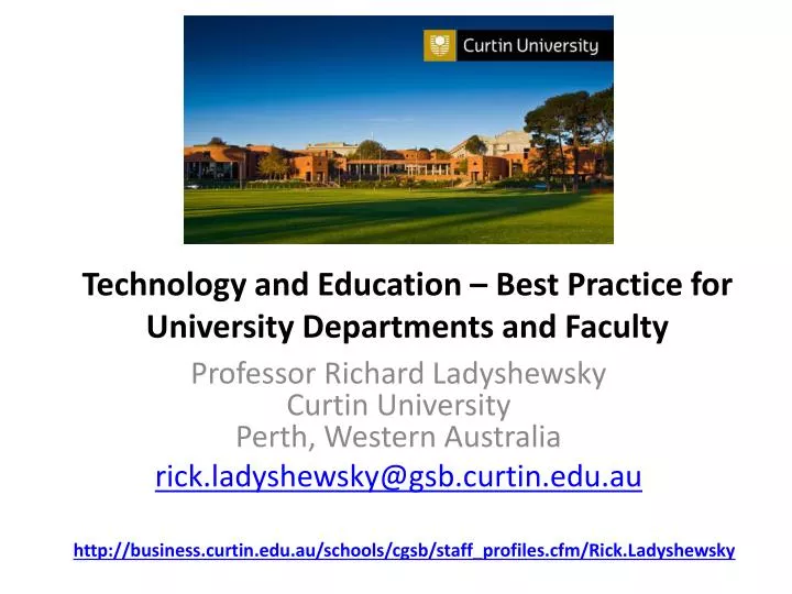 technology and education best practice for university departments and faculty