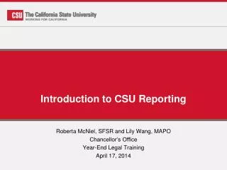 Introduction to CSU Reporting