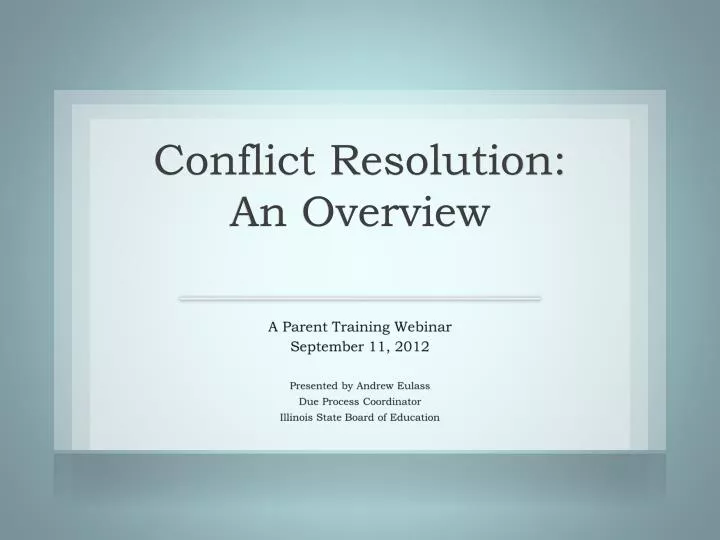 conflict resolution an overview