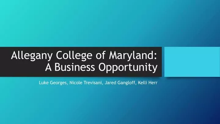allegany college of maryland a business opportunity