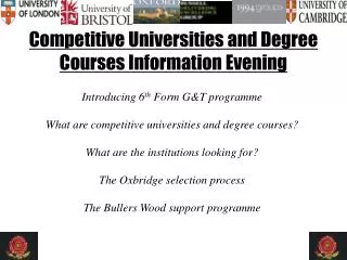 Competitive Universities and Degree Courses Information Evening