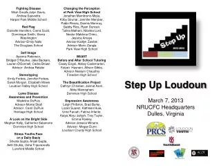 Step Up Loudoun March 7, 2013 NRUCFC Headquarters Dulles, Virginia