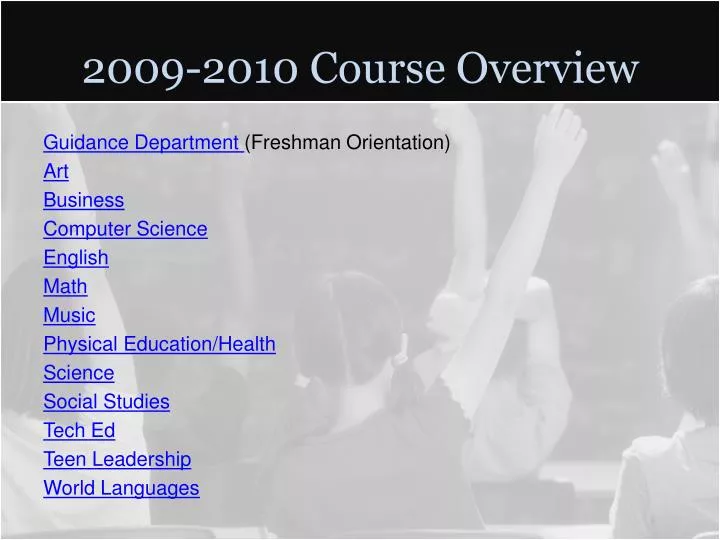 2009 2010 course overview