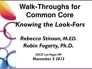 Walk-Throughs for Common Core