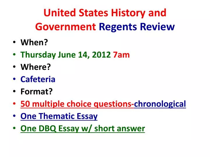 PPT United States History and Government Regents Review PowerPoint