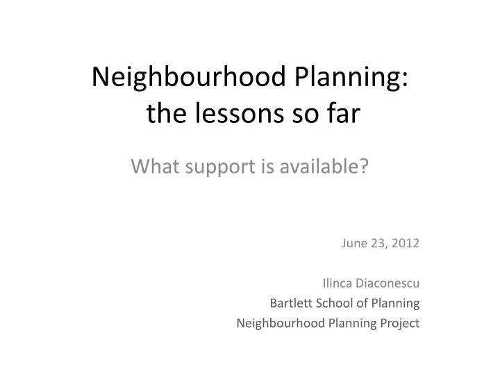 neighbourhood planning the lessons so far