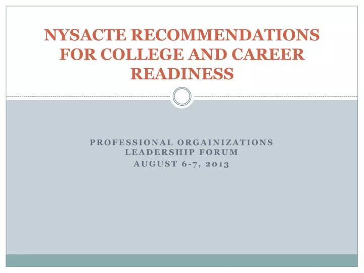 nysacte recommendations for college and career readiness