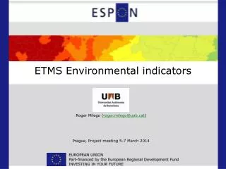 ETMS Environmental indicators