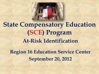 State Compensatory Education ( SCE ) Program