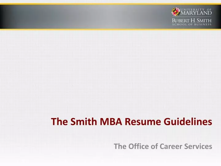 the smith mba resume guidelines