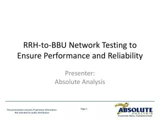 RRH-to-BBU Network Testing to Ensure Performance and Reliability
