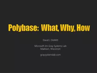 Polybase: What, Why, How