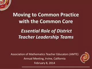 Association of Mathematics Teacher Educators (AMTE) Annual Meeting, Irvine, California February 8, 2014