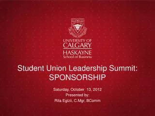 Student Union Leadership Summit: SPONSORSHIP