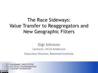 The Race Sideways: Value Transfer to Reaggregators and New Geographic Filters
