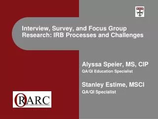 Interview, Survey, and Focus Group Research: IRB Processes and Challenges