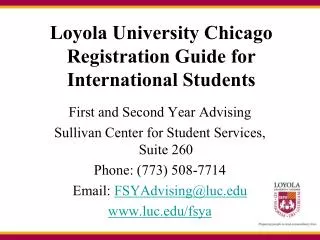 Loyola University Chicago Registration Guide for International Students