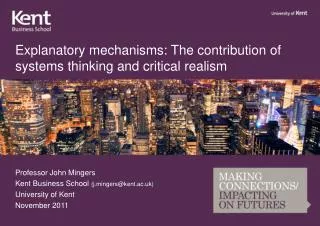 Explanatory mechanisms: The contribution of systems thinking and critical realism