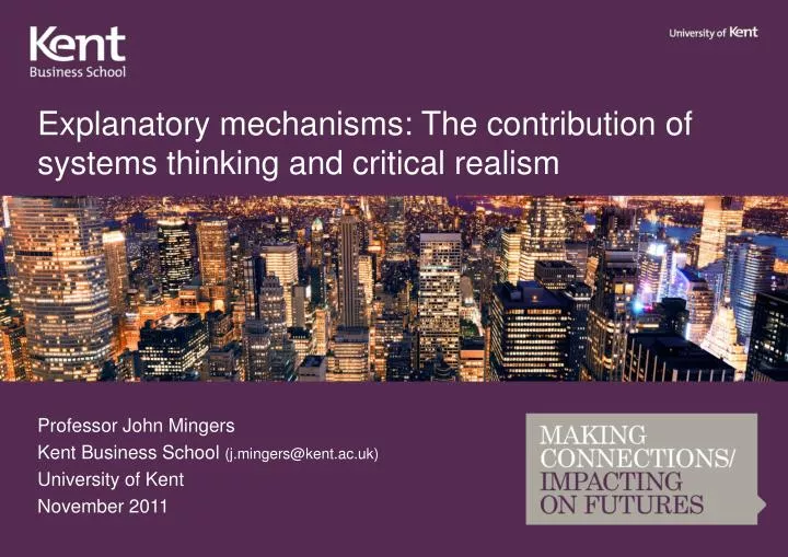explanatory mechanisms the contribution of systems thinking and critical realism