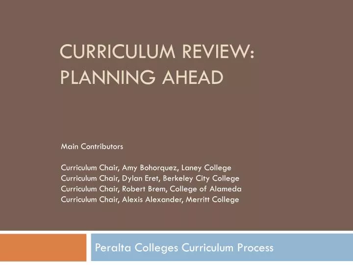curriculum review planning ahead