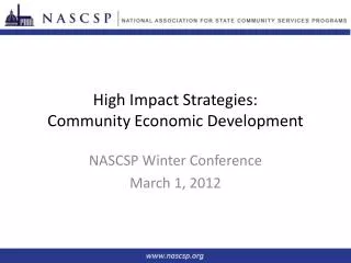 High Impact Strategies: Community Economic Development