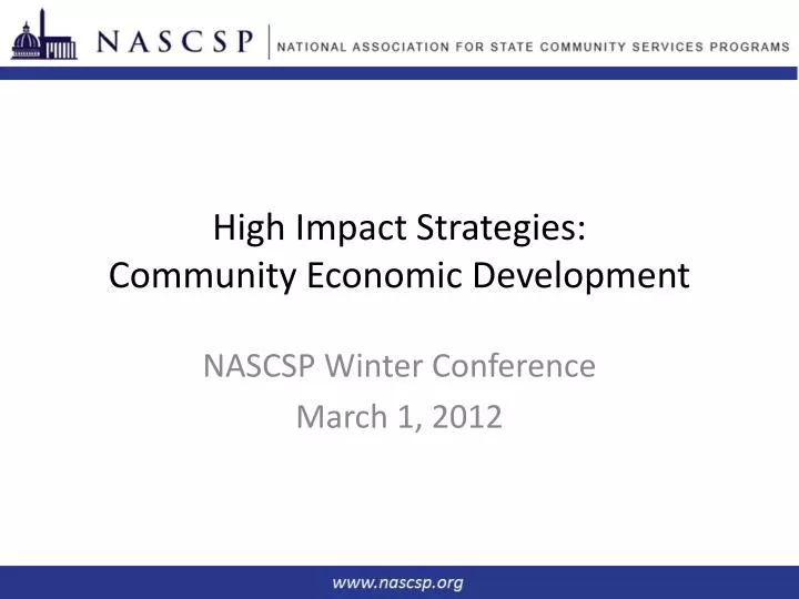 high impact strategies community economic development