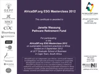 AfricaSIF.org ESG Masterclass 2012