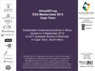 AfricaSIF.org ESG Masterclass 2012 Cape Town