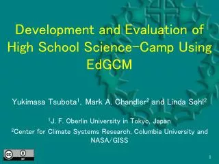 Development and Evaluation of High School Science-Camp Using EdGCM