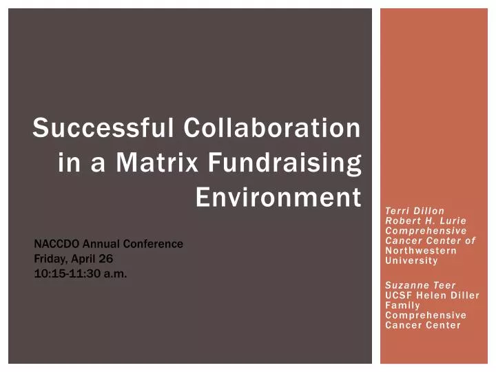 successful collaboration in a matrix fundraising environment