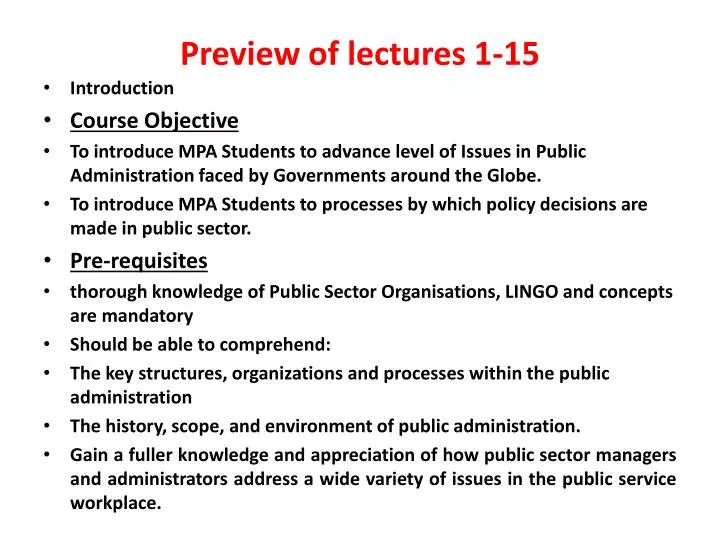 preview of lectures 1 15