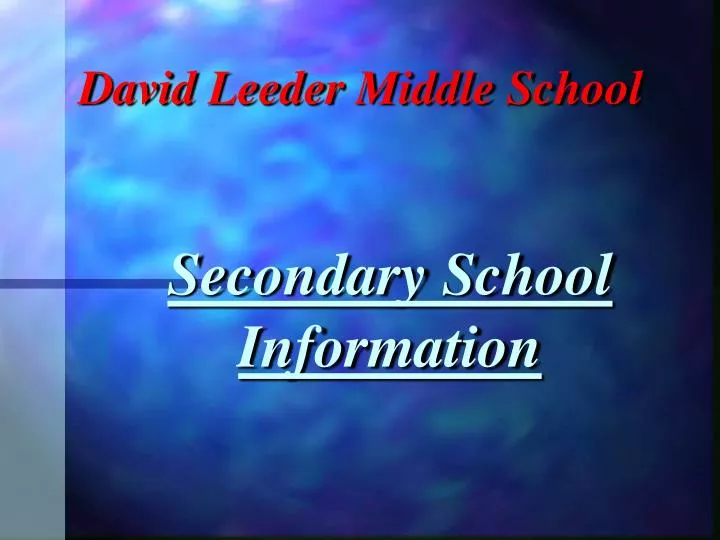 secondary school information