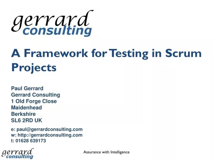 a framework for testing in scrum projects