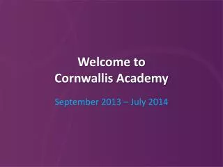 Welcome to Cornwallis Academy