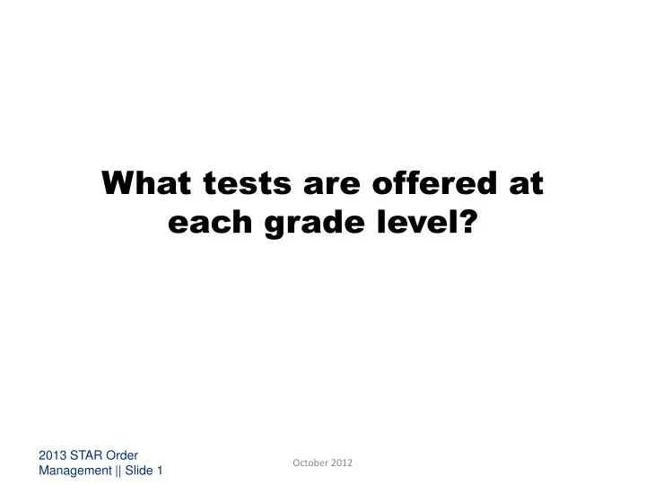 what tests are offered at each grade level