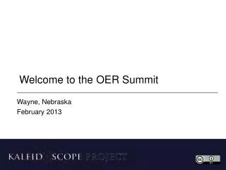 Welcome to the OER Summit