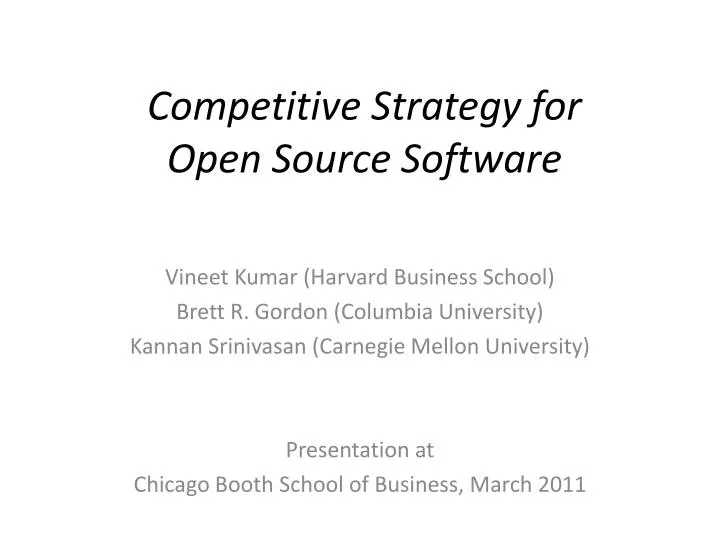 competitive strategy for open source software