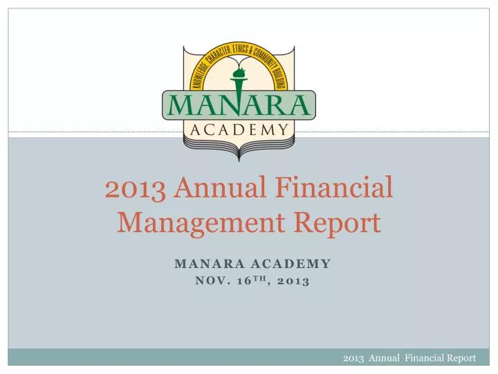 2013 annual financial management report