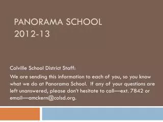 Panorama School 2012-13