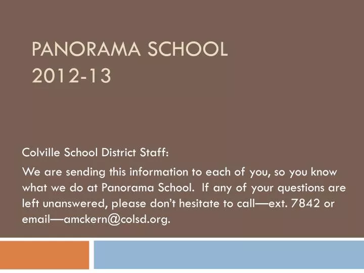 panorama school 2012 13