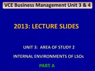 VCE Business Management Unit 3 &amp; 4