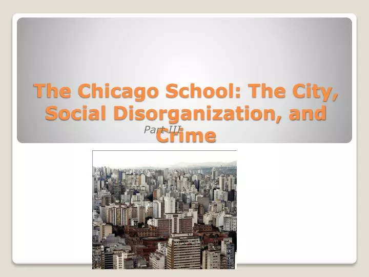 the chicago school the city social disorganization and crime