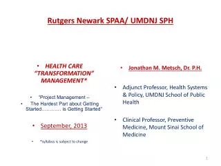 Rutgers Newark SPAA/ UMDNJ SPH