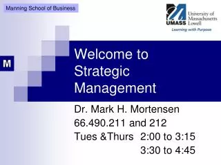 Welcome to Strategic Management