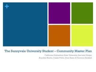 The Sunnyvale University Student – Community Master Plan