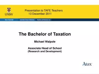 Presentation to TAFE Teachers 13 December 2011