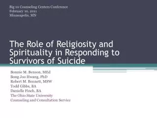The Role of Religiosity and Spirituality in Responding to Survivors of Suicide
