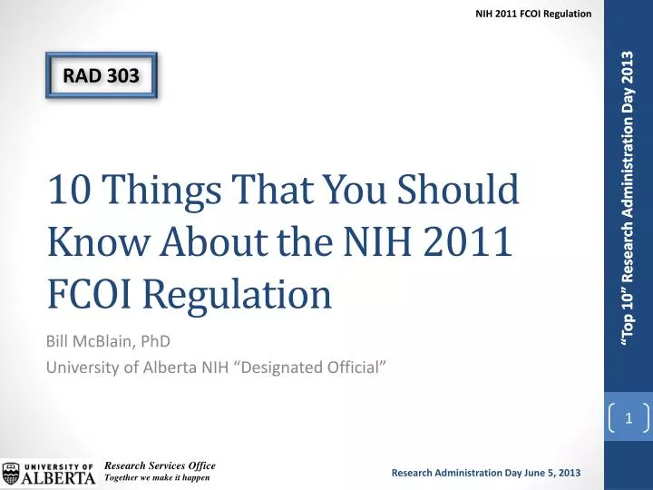 10 things that you should know about the nih 2011 fcoi regulation