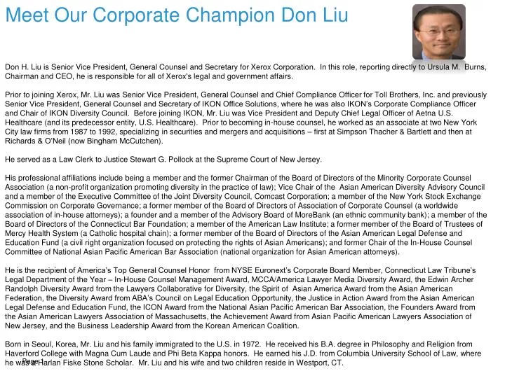 meet our corporate champion don liu