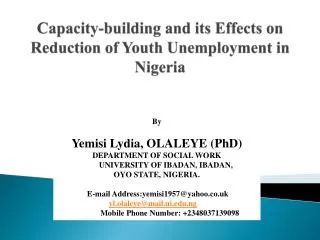 Capacity-building and its Effects on Reduction of Youth Unemployment in Nigeria